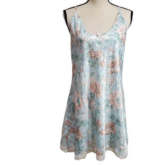 Intimate Moods Gown and Wrap Blue / Pink Floral M - Picture 2 of 12